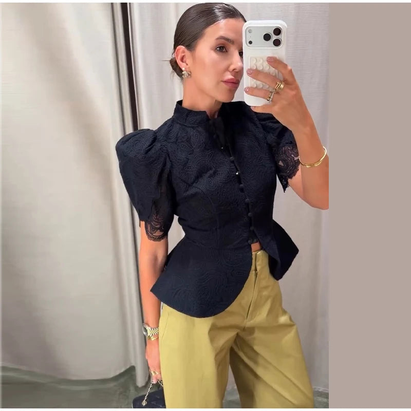 Solid Color Jacquard Glossy Satin Tops Women Chic Stand Collar Single Breasted Slim Fit Short Coats 2026 Lady Daily Outwear New