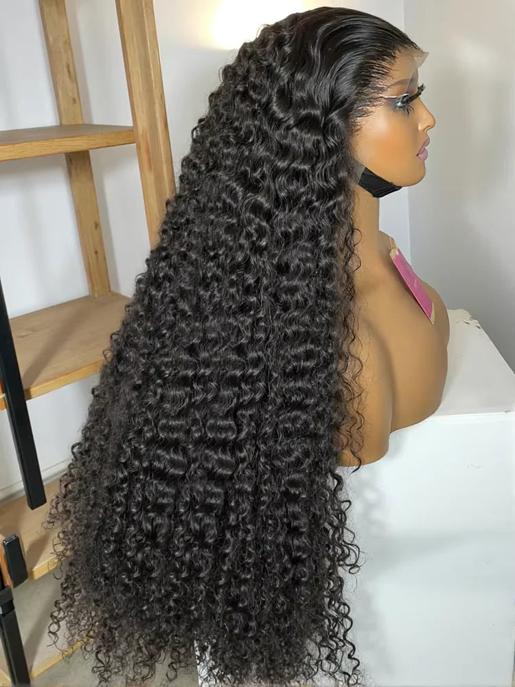30 inch Burmese Raw Curly 250% Density 13x6 HD Lace Front Human Hair Wigs Deep Wave 13x4 Frontal Wigs Women Glueless Closure Wig