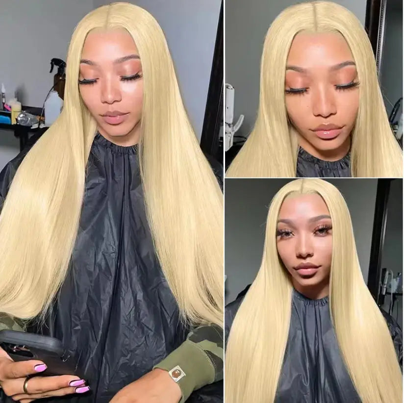 Silky 613 Blonde Bone Straight Human Hair Wig Dual 13x4&13x6 Invisible HD Lace Super Long Lengths