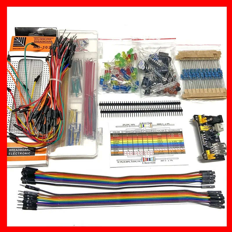 Start 830 Breadboard Kit MB-102 for UNO R3 Component Pack Beginner Electronic Components Electrolytic Capacitor Resistor led