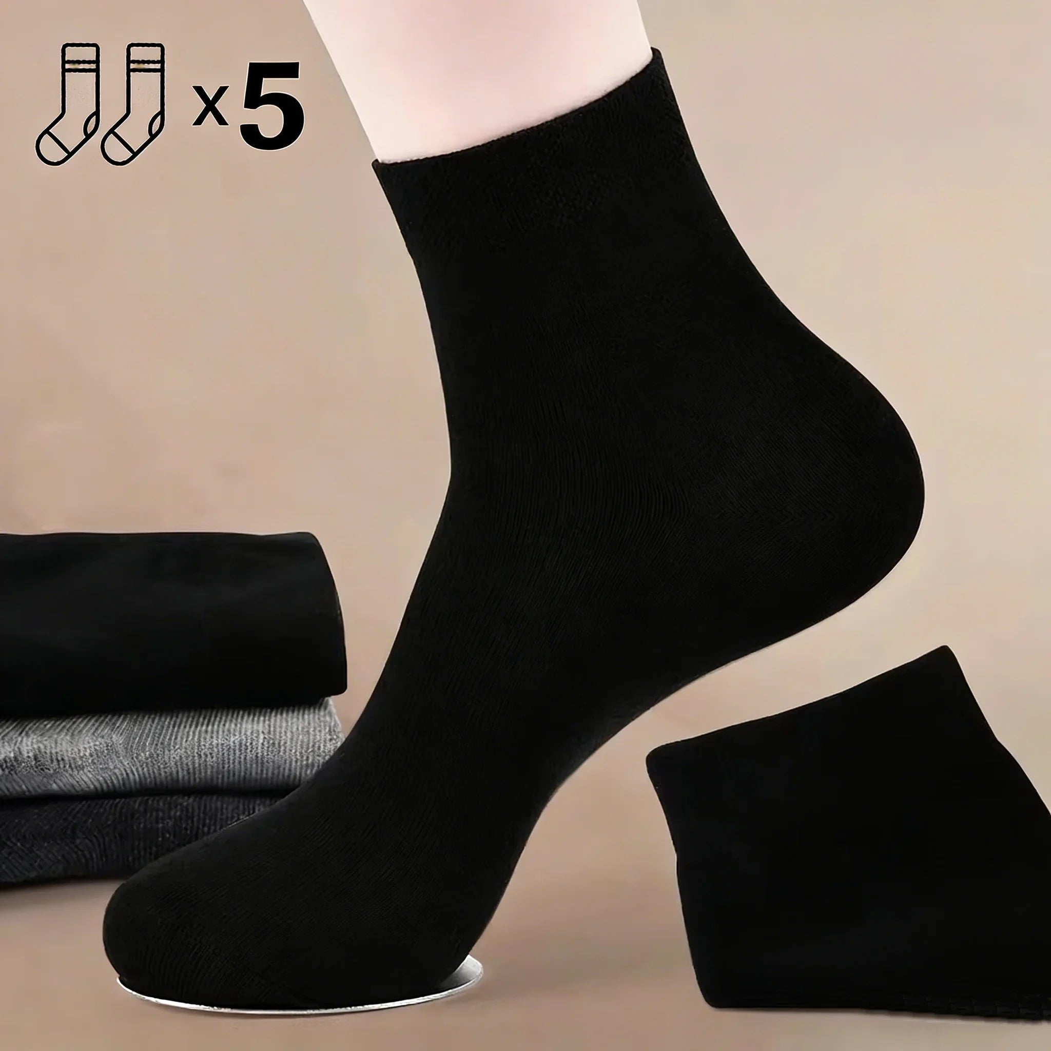 5 pairs of men's mid-calf socks, pure cotton sweat-absorbing odor-resistant autumn/winter business socks for all seasons