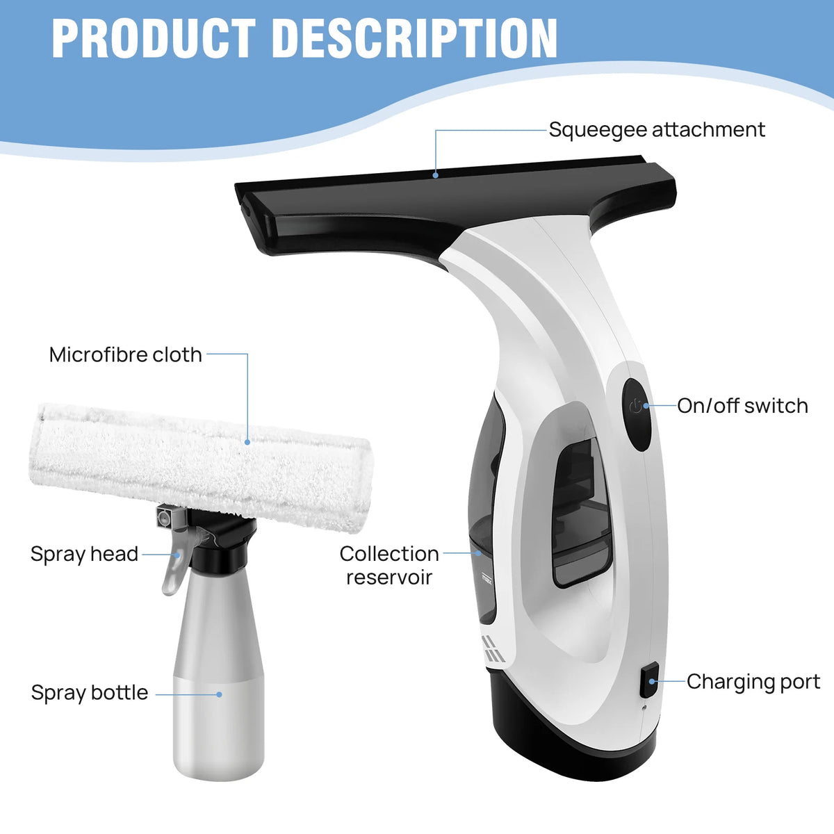 Rechargeable Cordless Window Vac Cleaner