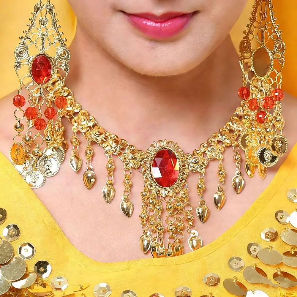Ancient Elegance, Reimagined: The Egyptian Nefer Red Jasper Chandelier Earrings