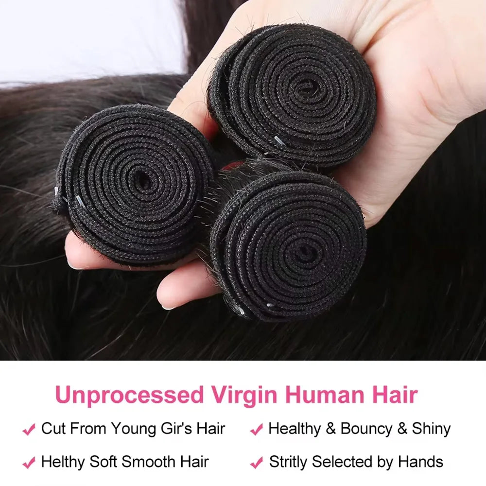 30 40 Inch Bone Straight Bundles Deal Brazilian Virgin Human Hair 3 4 Bundles Raw Hair Extensions Natural Color Remy