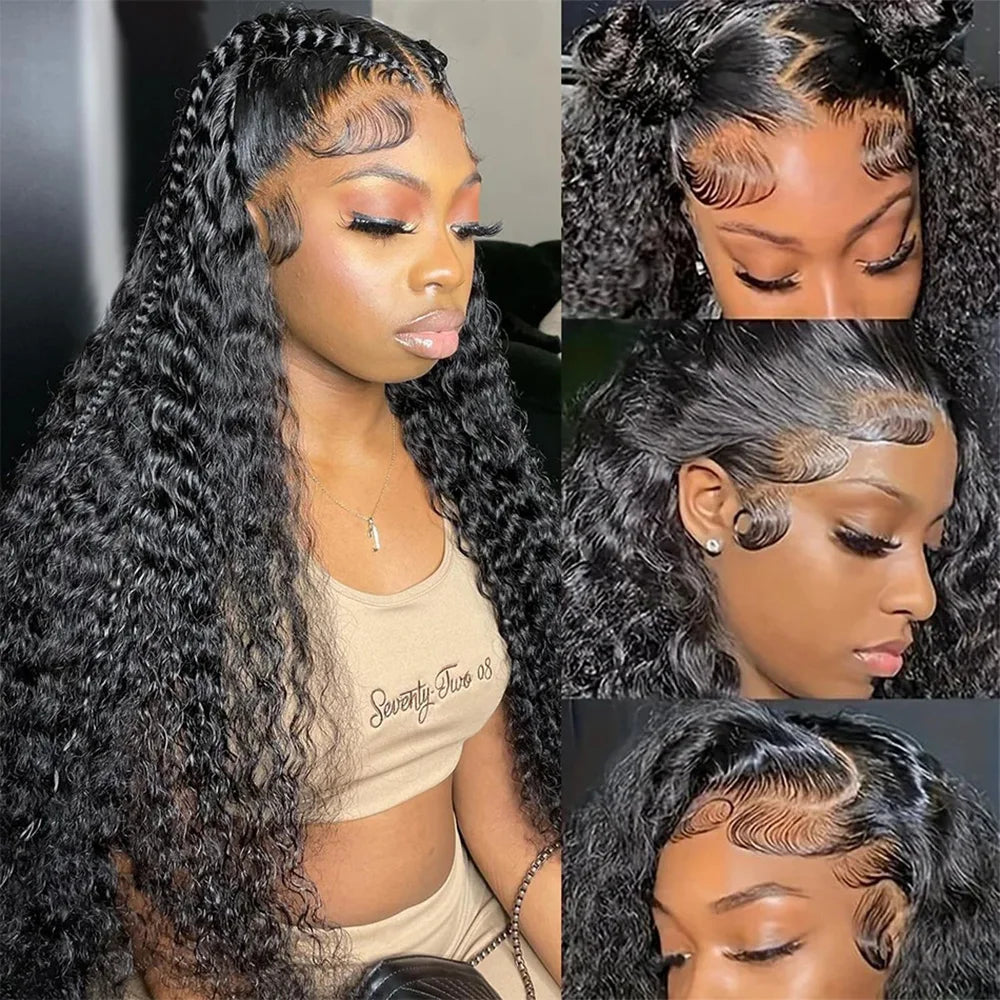 Deep Wave 40 Inch Frontal Wig Transparent 13x4 13x6 HD Lace Frontal Human Hair Wigs Curly Human Hair Lace Frontal Wigs For Women