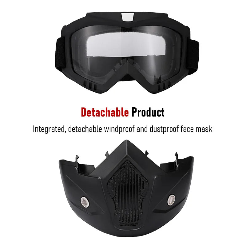 Motocross Goggles Outdoor Unisex Cycling Riding Skiing Windproof Goggles Eyewear With Detachable Mask Protection Motorcycle
