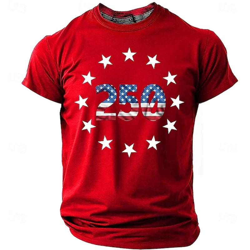 Vintage 250 Years T Shirt For Men Women 3D Print We The People USA Flag Pattern Top For Street Fashion And Holiday Outfits Tops
