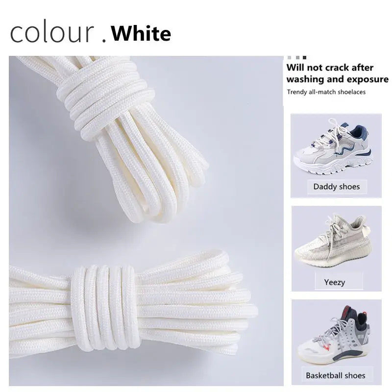 1 Pair New Round Shoe laces for Sneakers Yezy 350 Original Shoelaces for Shoes Polyester Solid Off White Laces Sport Shoestrings