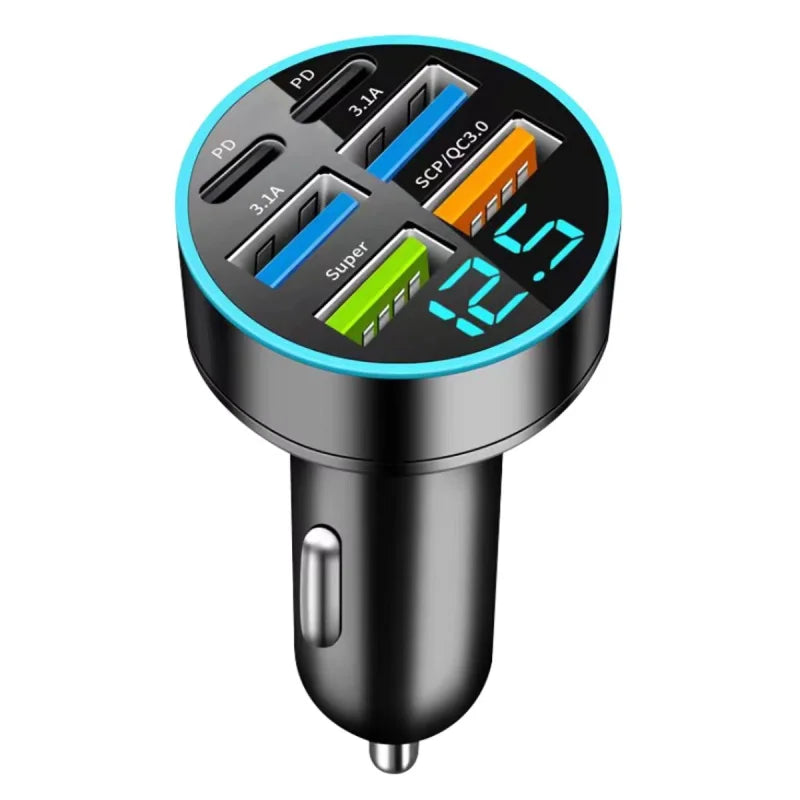 2026Car 200W Dual Port Mini USB Charger Ultra Fast Charging Cigarette Lighter Socket 12-24V Aluminum Cell Phone Charging Adapter