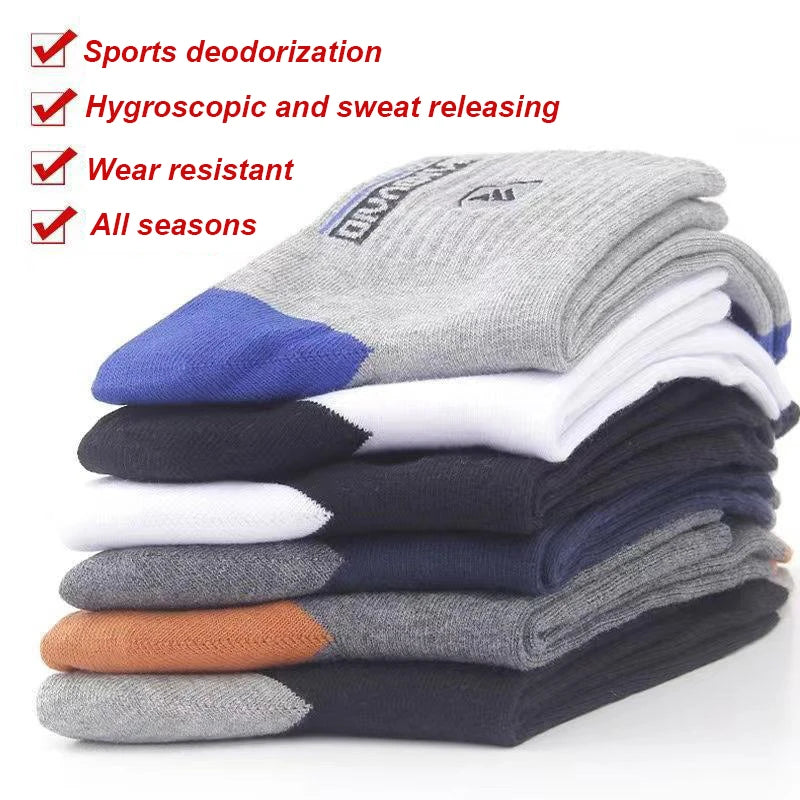 5 Pairs Men's Comfortable Breathable Crew Socks Soft Warm Elastic Sports Socks for Spring Autumn Winter Daily Casual Wear