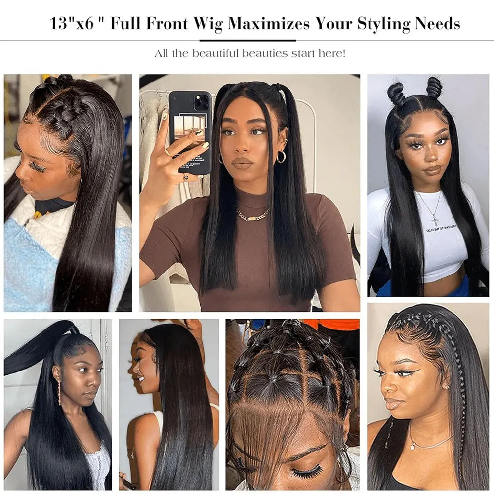 40 42 Inch 13x4 13x6 HD Transparent Bone Straight Lace Front Wigs 250% Brazilian Human Hair Wigs 5x5 Glueless Lace Closure Wigs