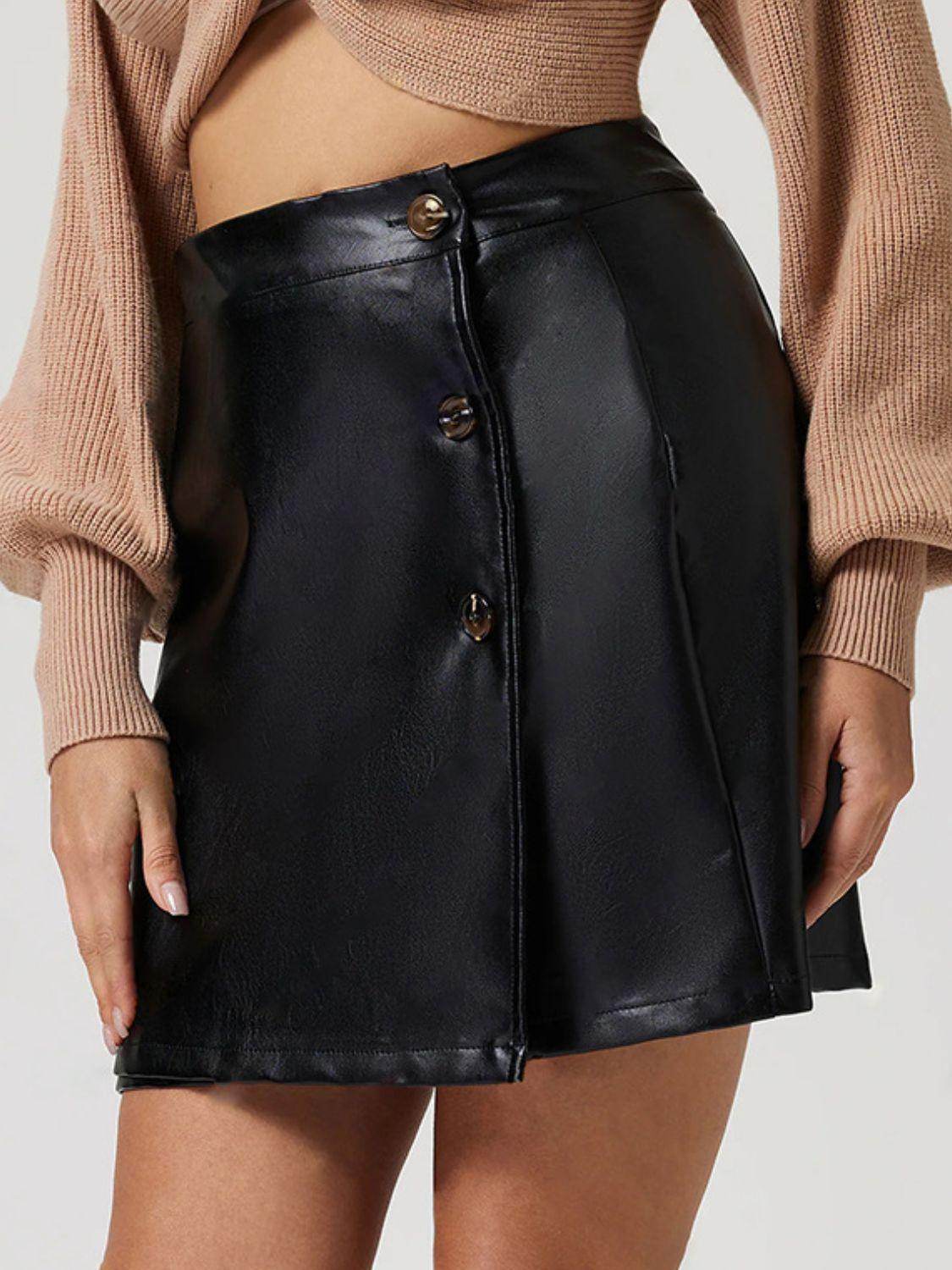 Buttoned High Rise Mini Skirt for Stylish Casual Wear - Selvanelle