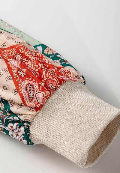 Printed Round Neck Long Sleeve Blouse for Women Fashion - Selvanelle