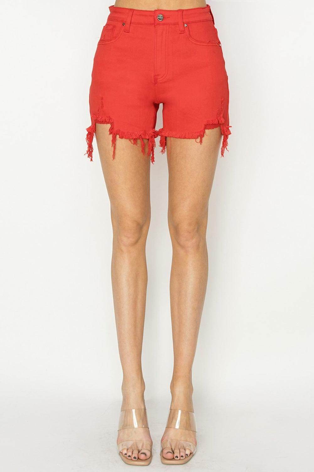 RISEN High Rise Distressed Denim Shorts for Trendy Style - Selvanelle