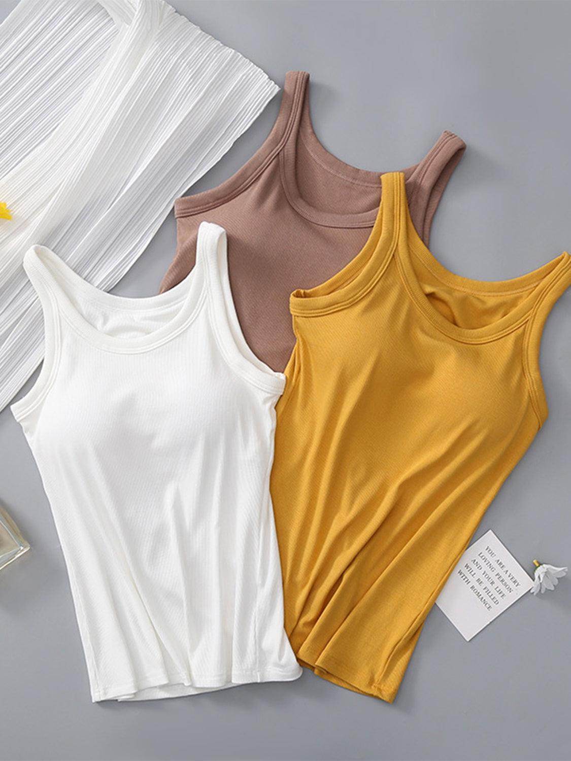 Round Neck Tank with Bra for Everyday Comfort Wear - Selvanelle