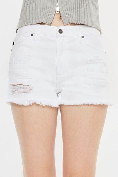 Kancan Raw Hem Distressed Denim Shorts for Casual Style - Selvanelle