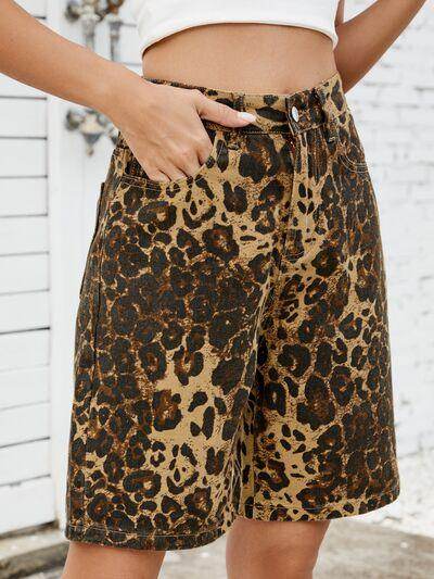 Leopard High Waist Denim Shorts for Women Fashion Style - Selvanelle