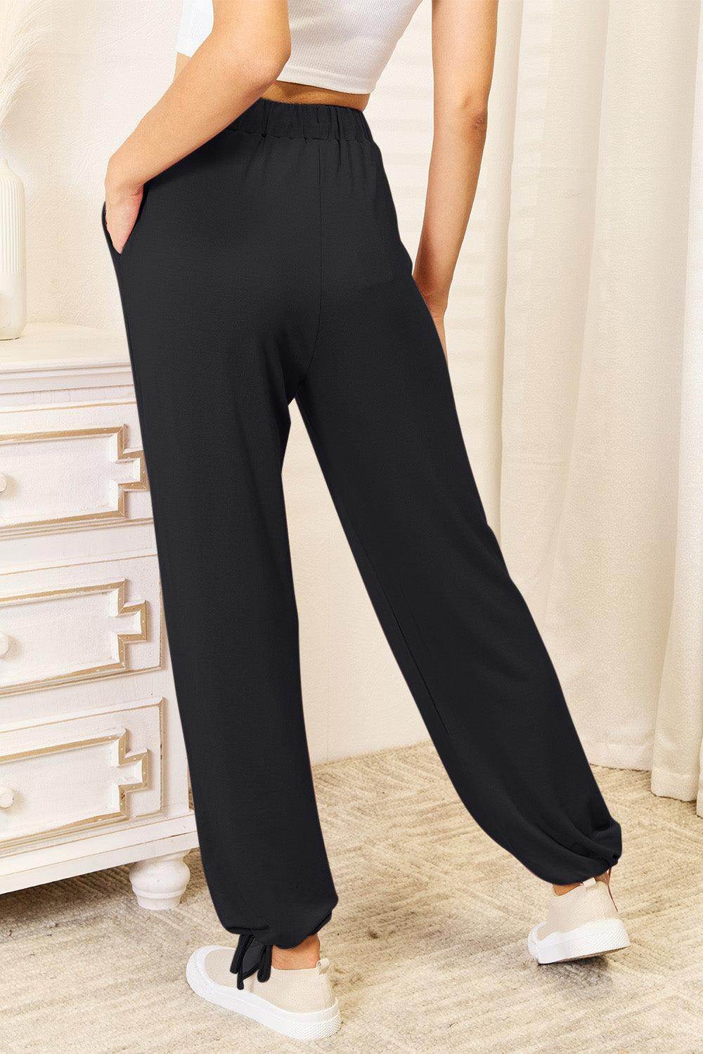 Basic Bae Full Size Soft Rayon Drawstring Pants with Pockets - Selvanelle