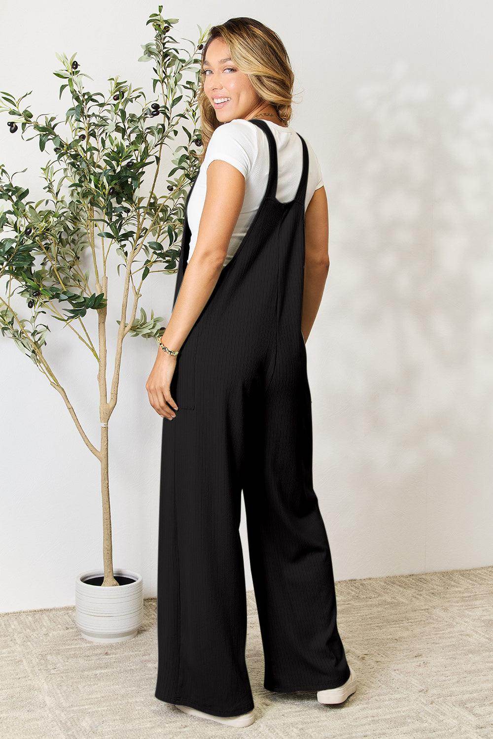 Double Take Full Size Wide Strap Overall with Pockets For Women - Selvanelle