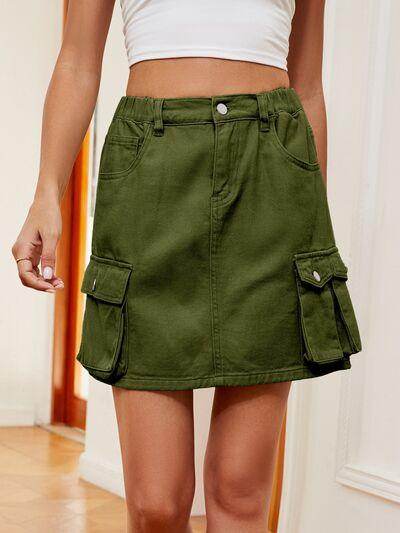High Waist Denim Skirt for Women with Pockets and Comfort - Selvanelle
