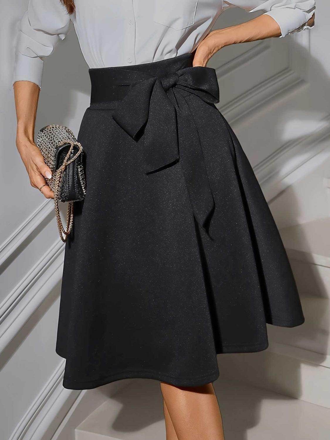 Tied Knee Length Skirt with Comfortable Fit and Style - Selvanelle