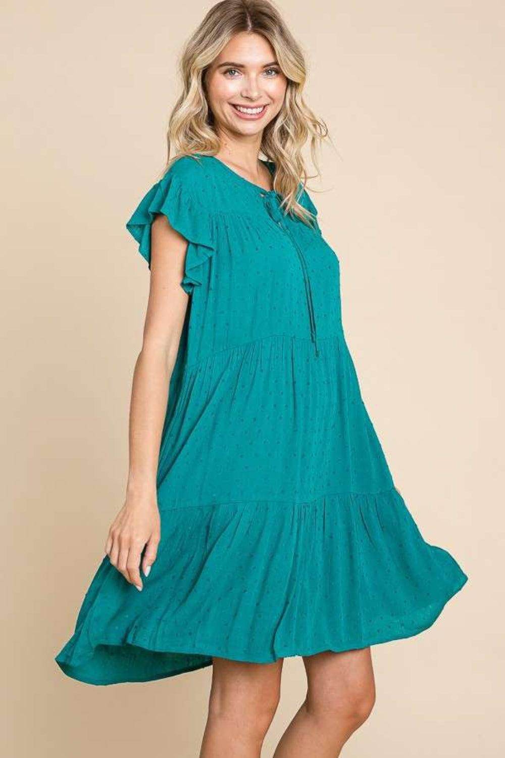 Culture Code Ruffle Cap Sleeve Tiered Dress for Women - Selvanelle