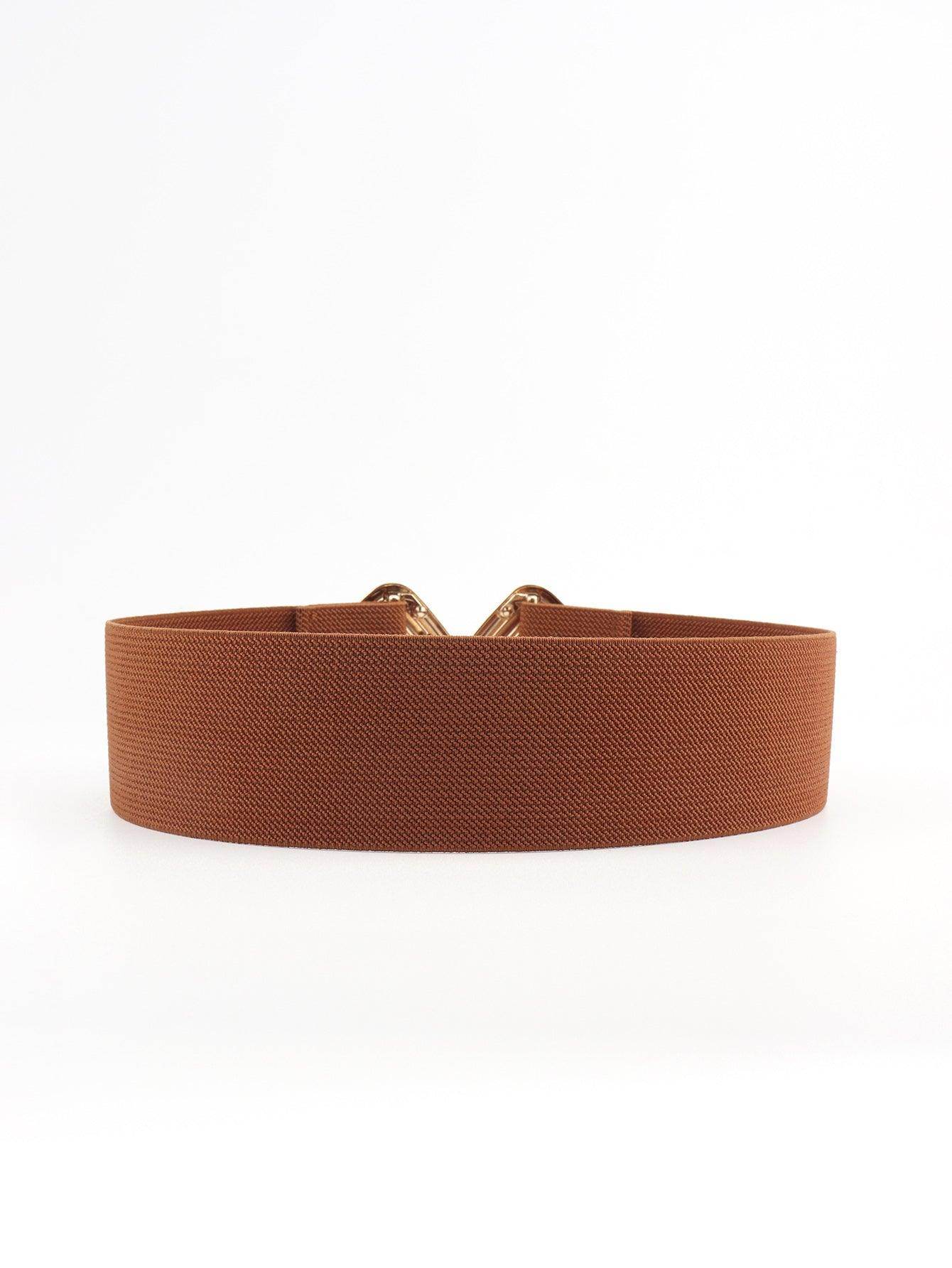 Geometric Buckle Elastic Wide Belt for Stylish Comfort - Selvanelle