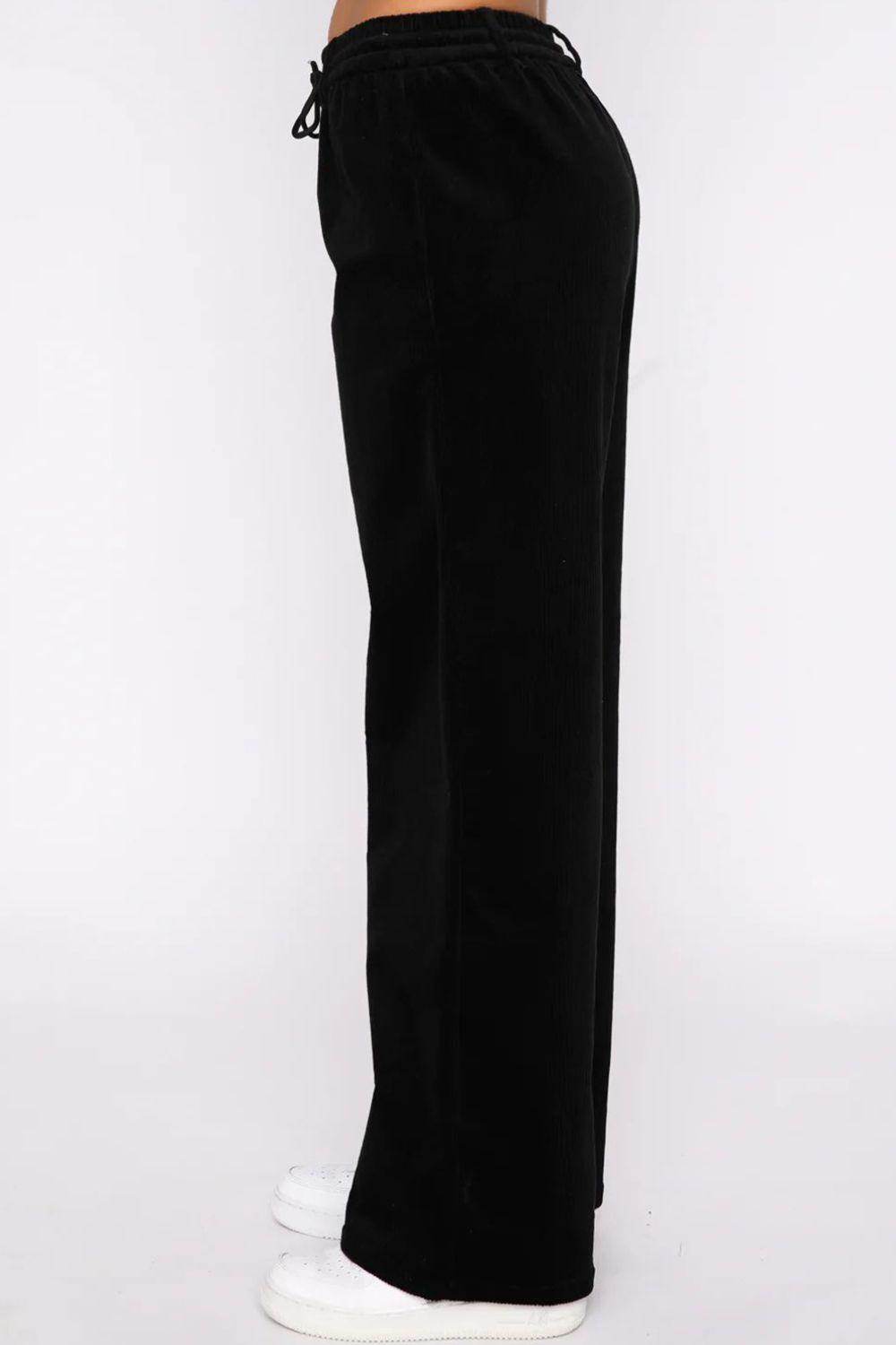 Drawstring Waist Wide Leg Active Pants for Women Comfort - Selvanelle