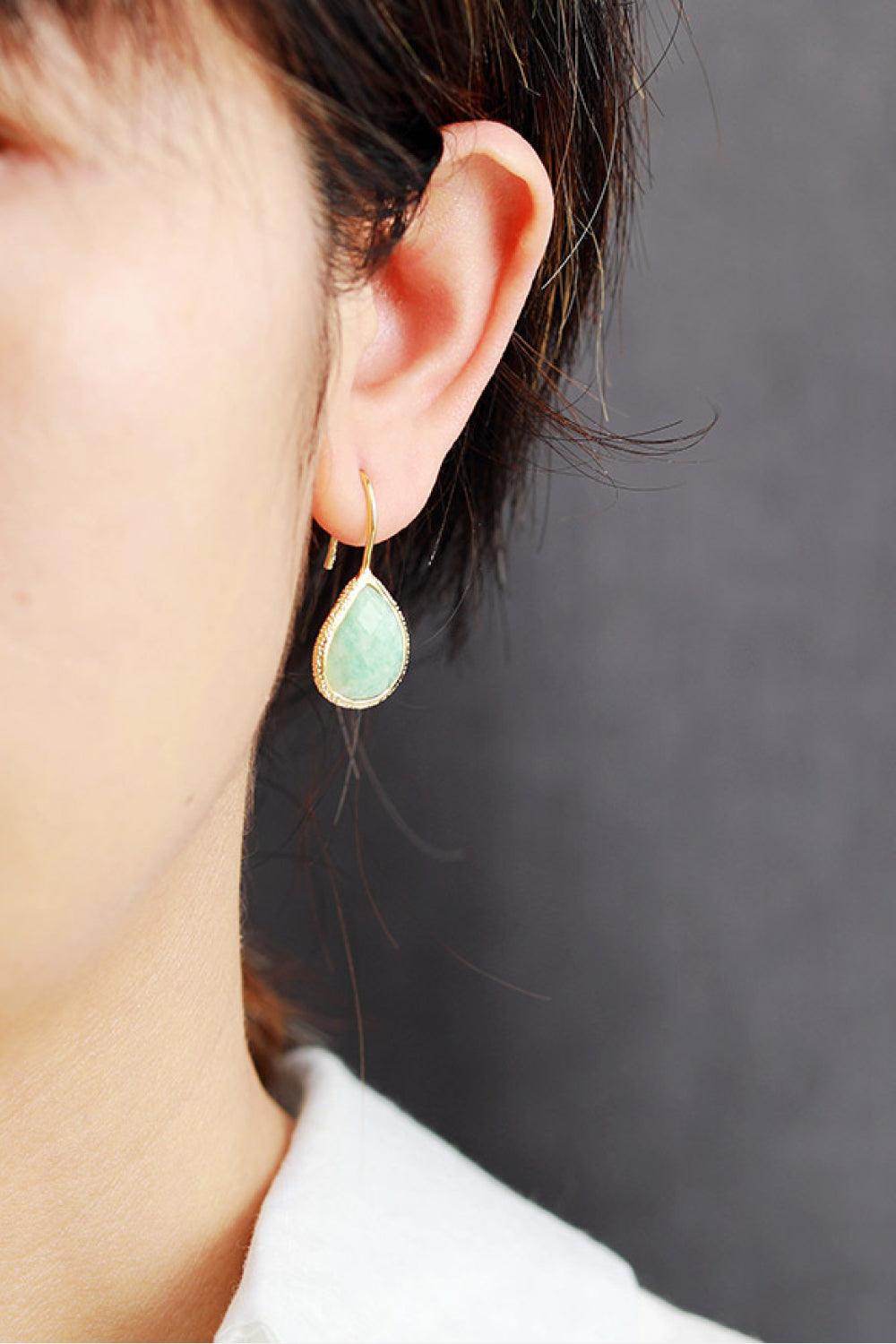 Handmade Natural Stone Teardrop Earrings in Modern Style - Selvanelle