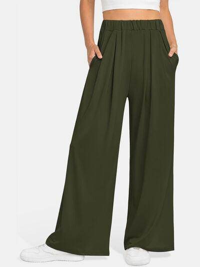Elastic Waist Wide Leg Pants for Women in Various Sizes - Selvanelle