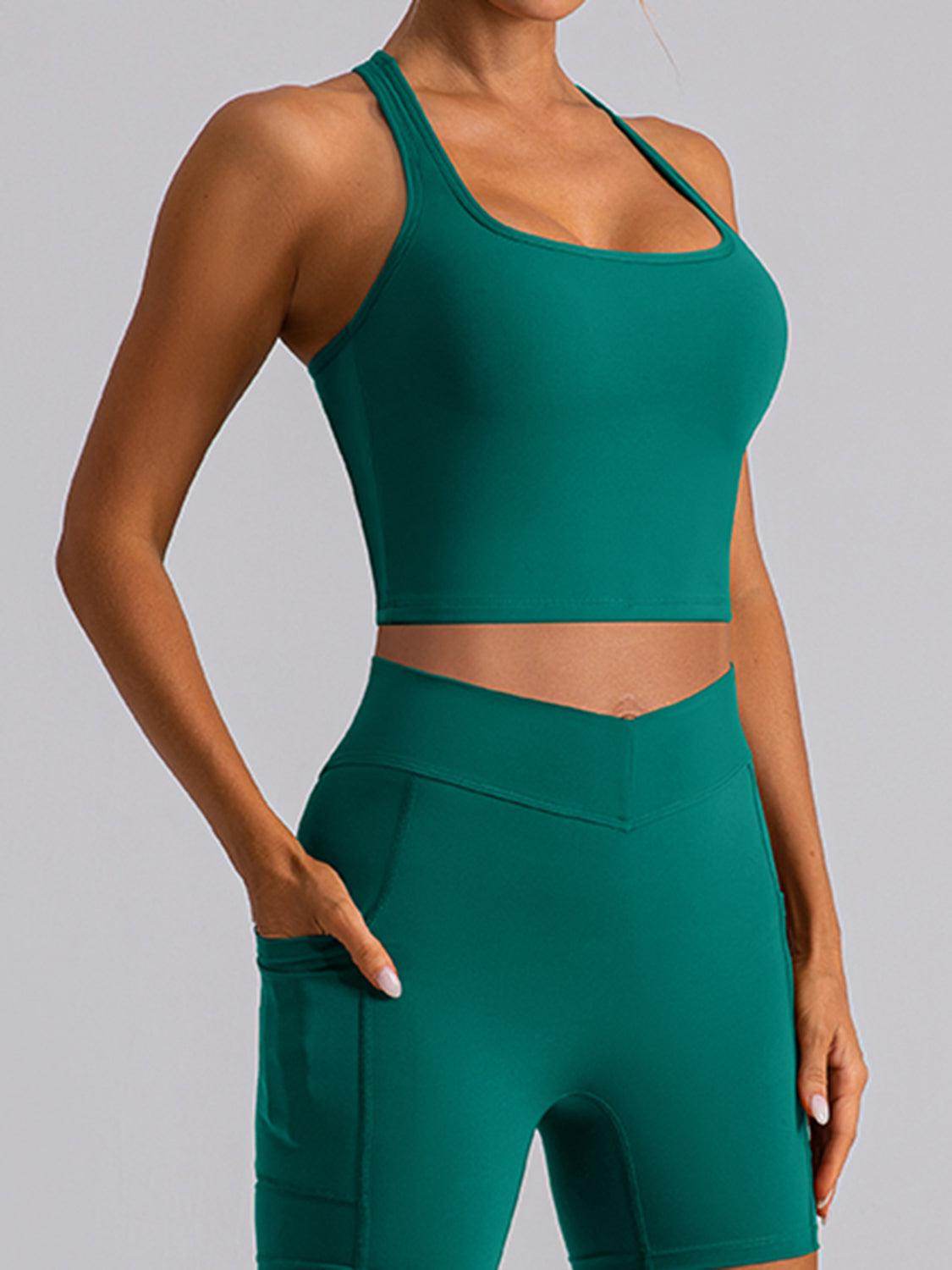 Square Neck Racerback Cropped Tank for Stylish Comfort - Selvanelle