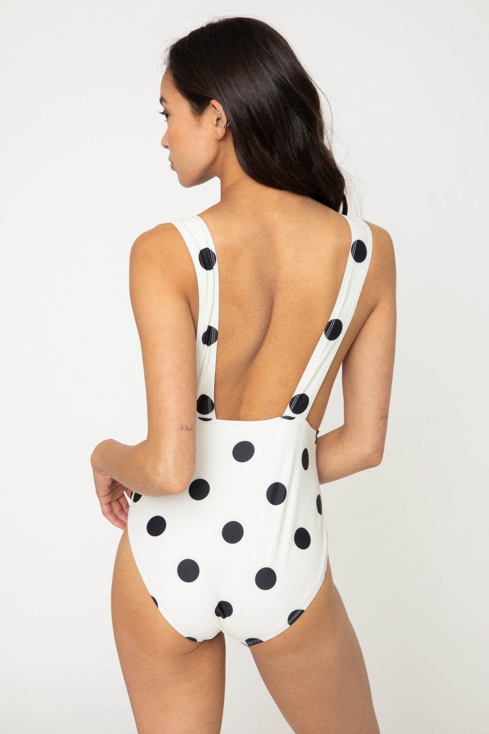 Marina West Swim Beachy Keen Polka Dot Tied Plunge One-Piece Swimsuit - Selvanelle