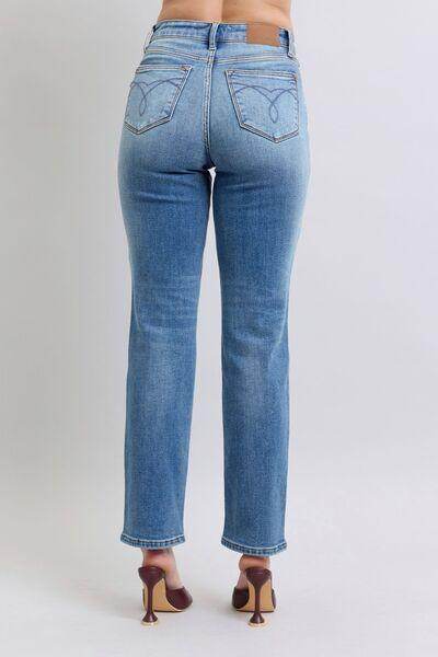 Judy Blue Full Size Run Vintage Wash Thermal Straight Jeans - Selvanelle