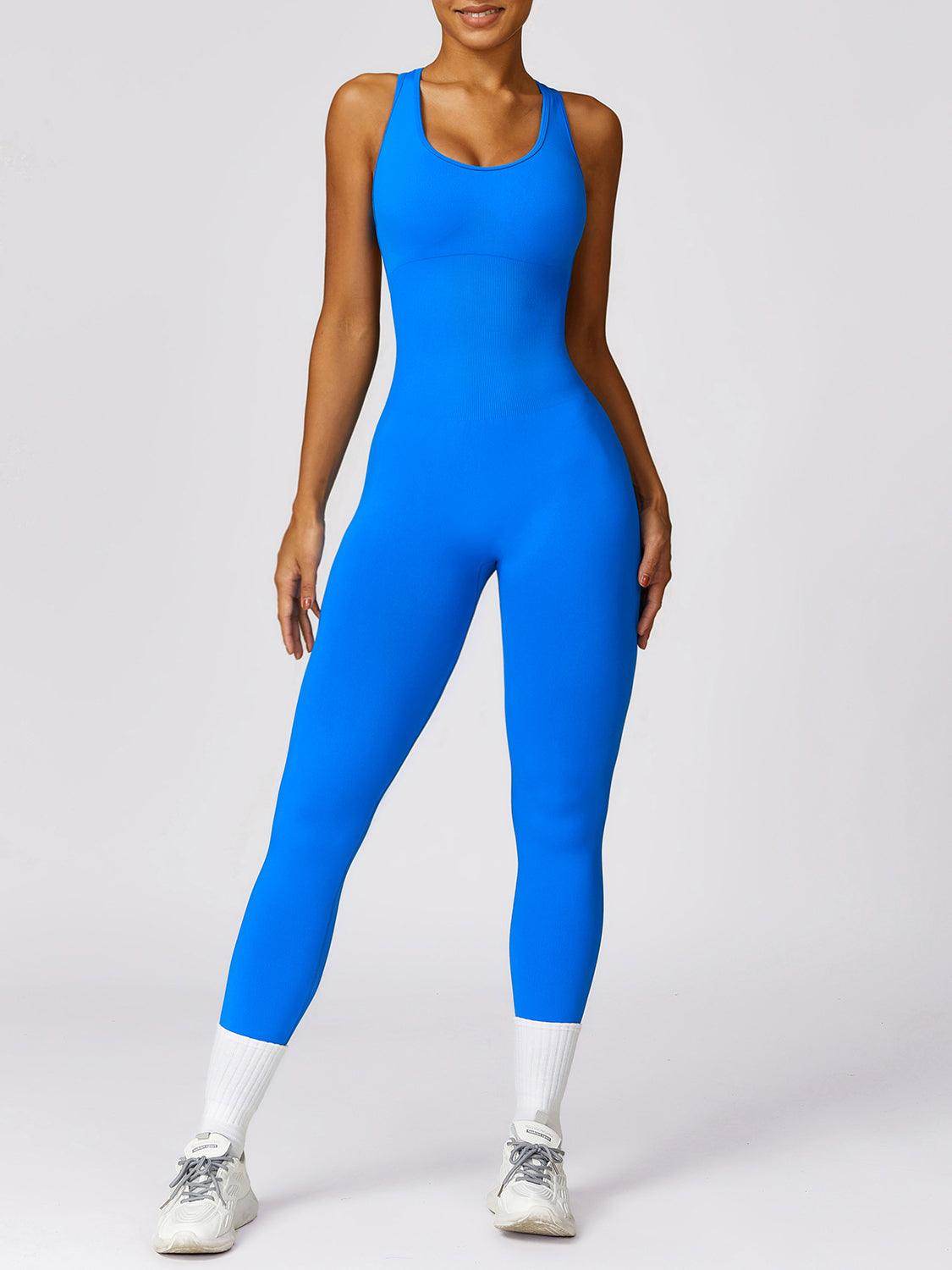 Cutout Racerback Active Jumpsuit for Comfortable Workouts - Selvanelle