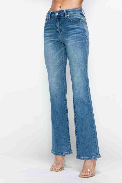 bytos Full Size Cat's Whiskers Bootcut Jeans for Women - Selvanelle
