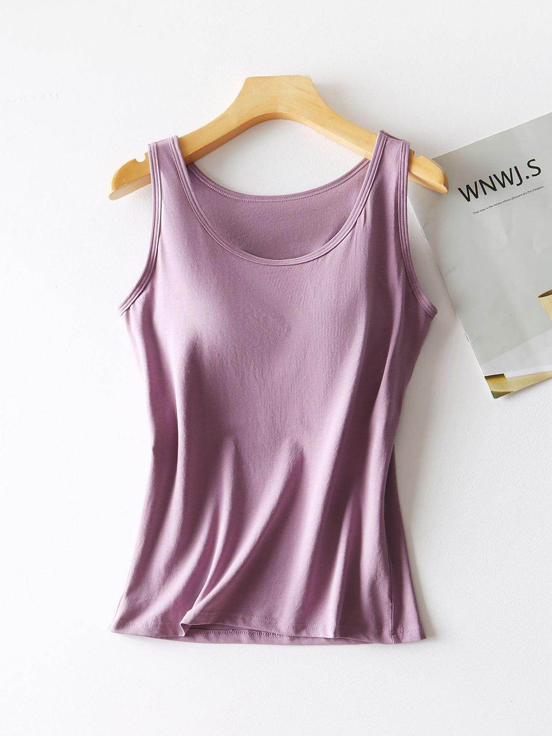 Round Neck Tank with Bra for Comfortable Everyday Wear - Selvanelle
