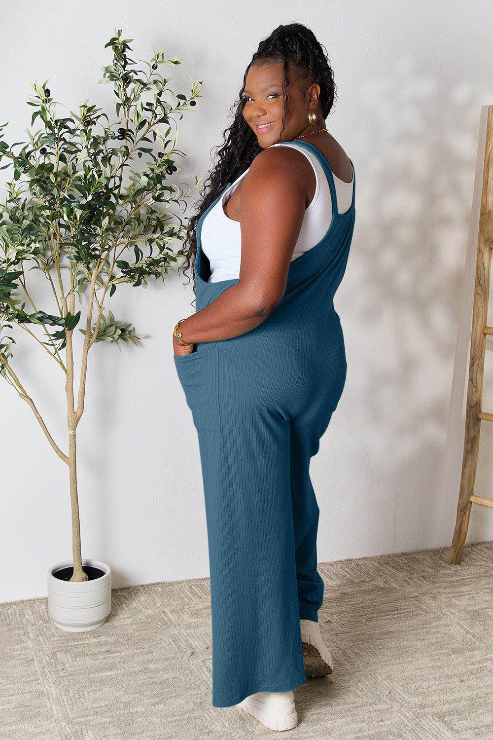 Double Take Full Size Wide Strap Overall with Pockets For Women - Selvanelle