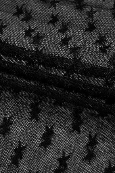 Star Round Neck Long Sleeve Sheer Blouse for Women - Selvanelle