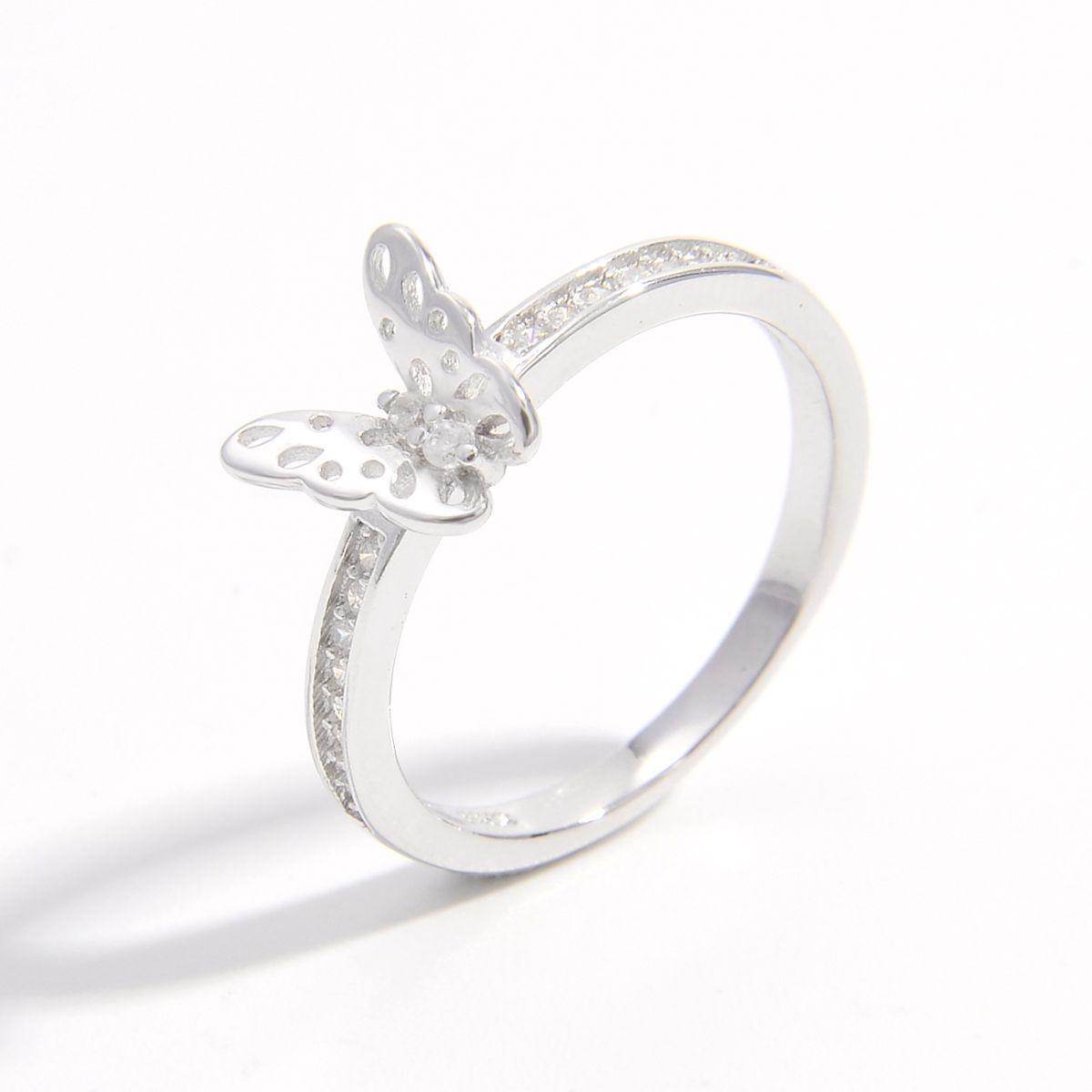 925 Sterling Silver Inlaid Zircon Butterfly Ring for Women - Selvanelle