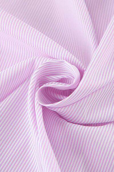 Striped Collared Neck Long Sleeve Shirt for Women Fashion - Selvanelle