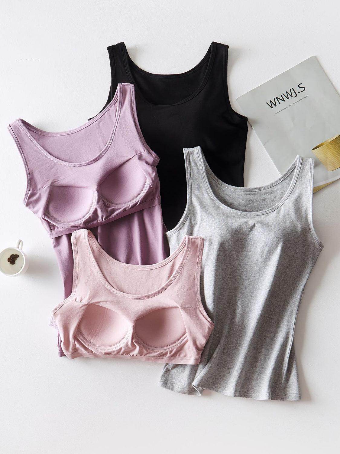 Round Neck Tank with Bra for Comfortable Everyday Wear - Selvanelle