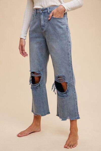 Annie Wear Distressed Raw Hem Jeans for Casual Style - Selvanelle
