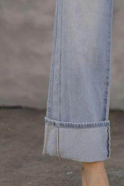 Stylish Straight Leg Jeans with Pockets for All Sizes - Selvanelle