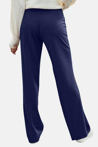 Decorative Button High Rise Pants for Stylish Comfort - Selvanelle