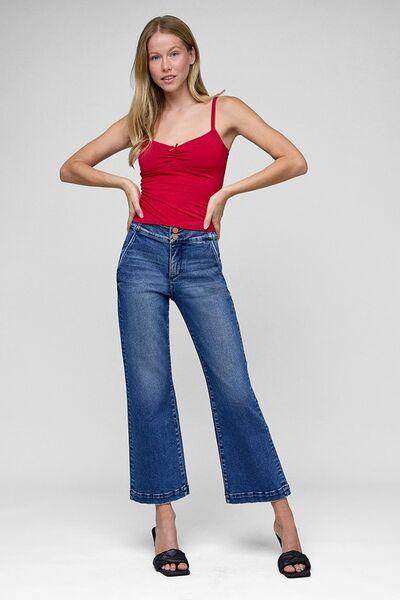 RISEN Tummy Control High Rise Crop Jeans for Women - Selvanelle