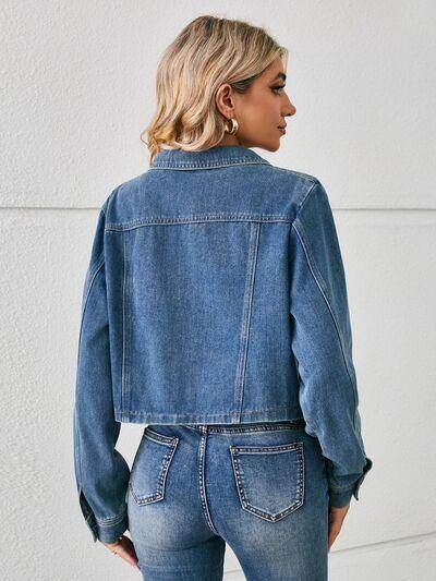Button Up Long Sleeve Denim Jacket for Stylish Comfort - Selvanelle