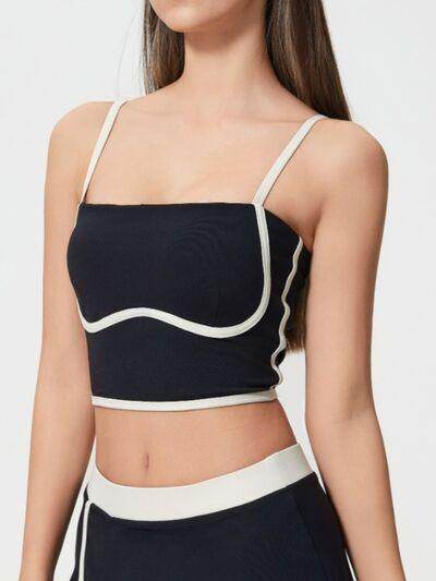 Millennia Contrast Trim Square Neck Active Cami with Pads - Selvanelle