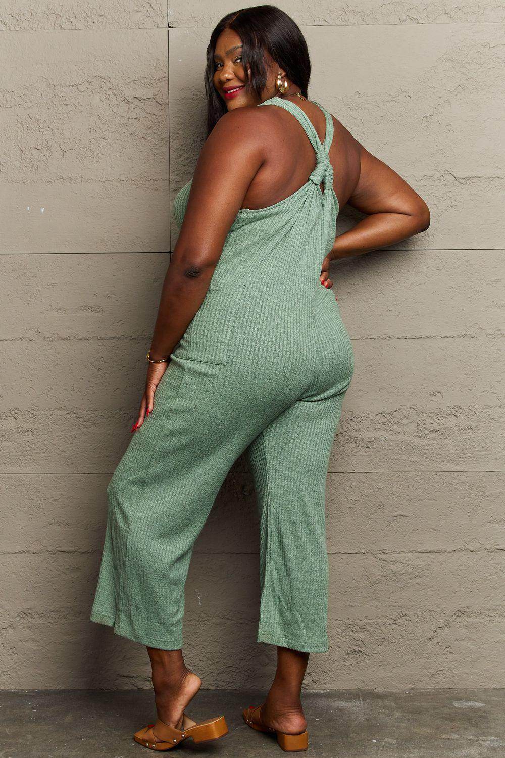 HEYSON Don't Get It Twisted Full Size Rib Knit Jumpsuit - Selvanelle