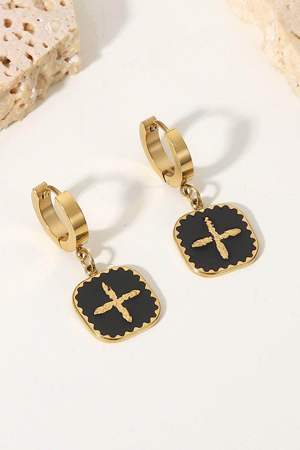 Plus Sign Square Shape Drop Earrings for Stylish Look - Selvanelle