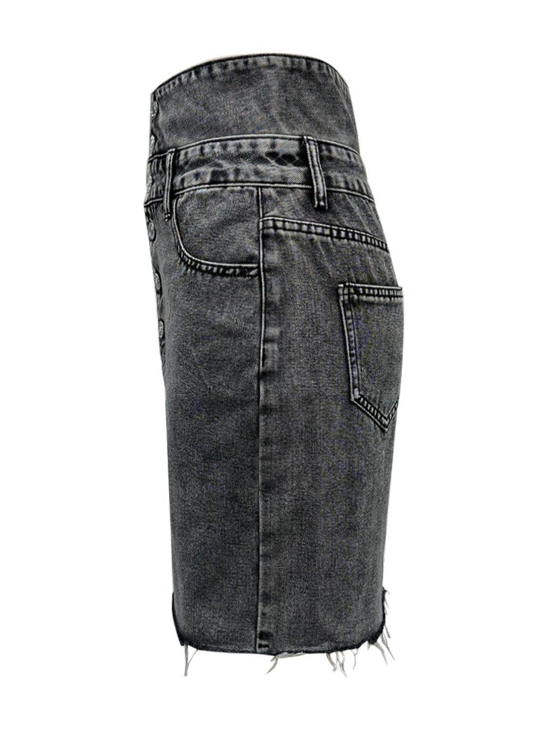 Raw Hem High Waist Denim Skirt for Trendy Casual Style - Selvanelle